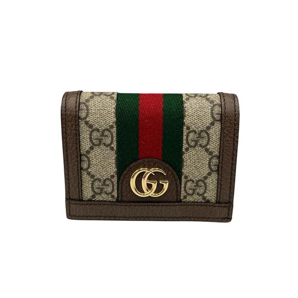 Gucci Ophidia GG Sherry Line Bi-fold Wallet Supreme Canvas Women's